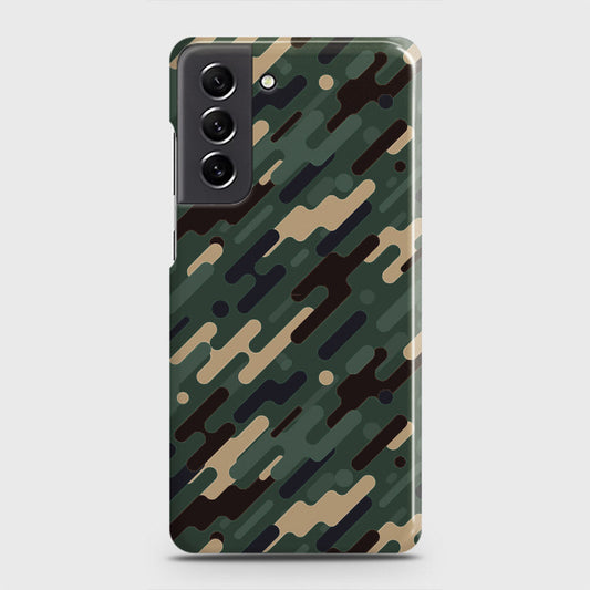 Samsung Galaxy S21 FE 5G Cover - Camo Series 3 - Light Green Design - Matte Finish - Snap On Hard Case with LifeTime Colors Guarantee