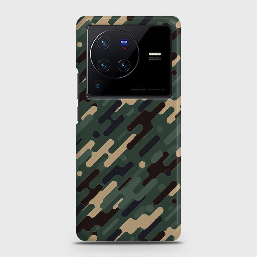 Vivo X80 Cover - Camo Series 3 - Light Green Design - Matte Finish - Snap On Hard Case with LifeTime Colors Guarantee
