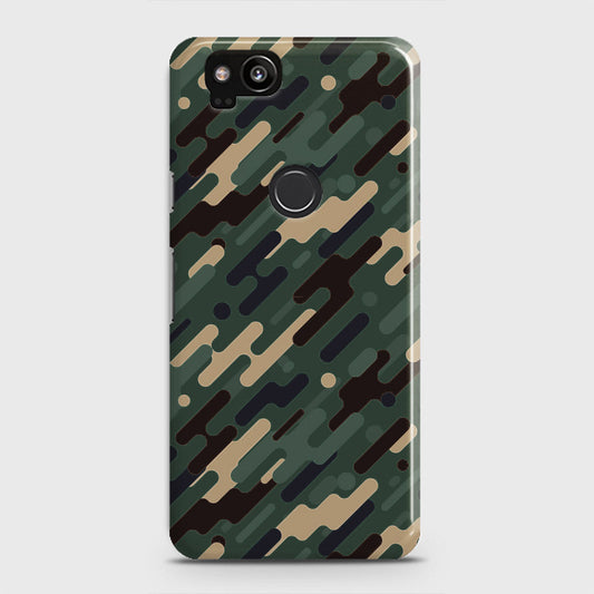 Google Pixel 2 Cover - Camo Series 3 - Light Green Design - Matte Finish - Snap On Hard Case with LifeTime Colors Guarantee