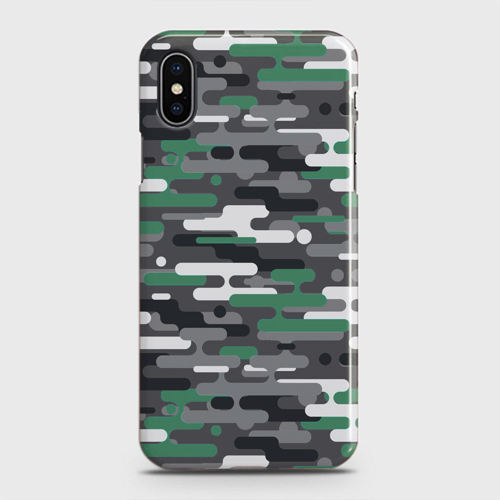 iPhone XS Cover - Camo Series 2 - Green & Grey Design - Matte Finish - Snap On Hard Case with LifeTime Colors Guarantee