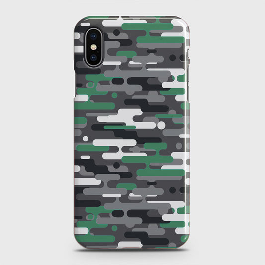 iPhone XS Cover - Camo Series 2 - Green & Grey Design - Matte Finish - Snap On Hard Case with LifeTime Colors Guarantee