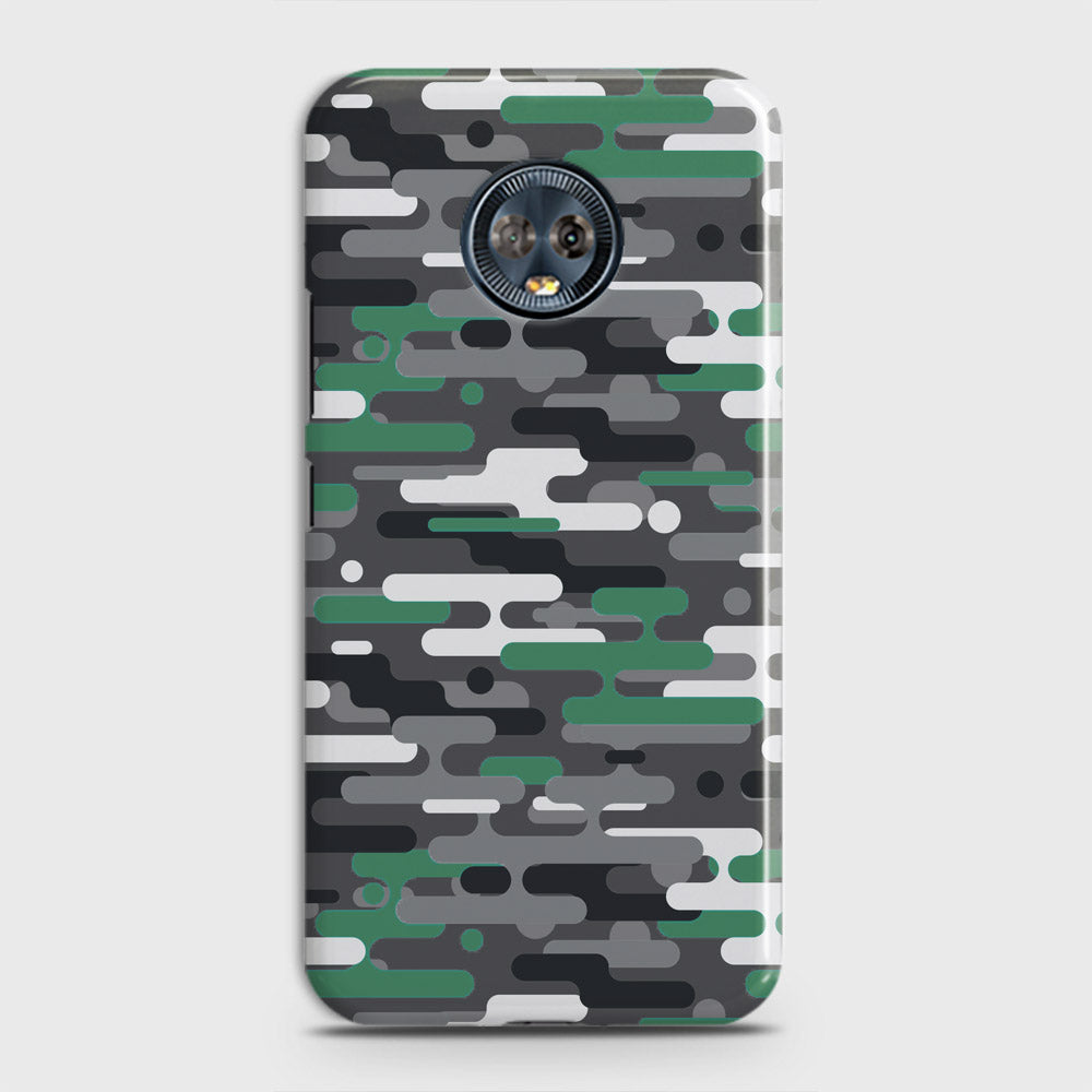 Motorola Moto G6 Plus Cover - Camo Series 2 - Green & Grey Design - Matte Finish - Snap On Hard Case with LifeTime Colors Guarantee