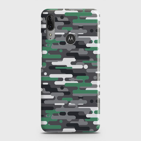 Motorola Moto E6 Plus Cover - Camo Series 2 - Green & Grey Design - Matte Finish - Snap On Hard Case with LifeTime Colors Guarantee