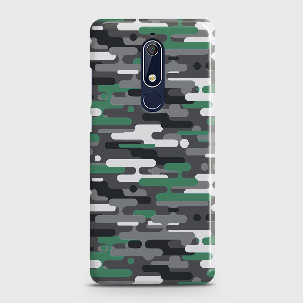 Nokia 5.1 Cover - Camo Series 2 - Green & Grey Design - Matte Finish - Snap On Hard Case with LifeTime Colors Guarantee