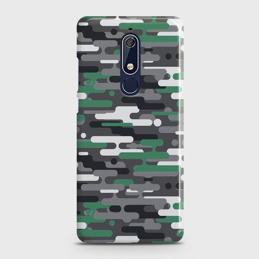 Nokia 5.1 Cover - Camo Series 2 - Green & Grey Design - Matte Finish - Snap On Hard Case with LifeTime Colors Guarantee