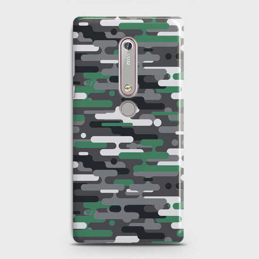 Nokia 6.1 Cover - Camo Series 2 - Green & Grey Design - Matte Finish - Snap On Hard Case with LifeTime Colors Guarantee