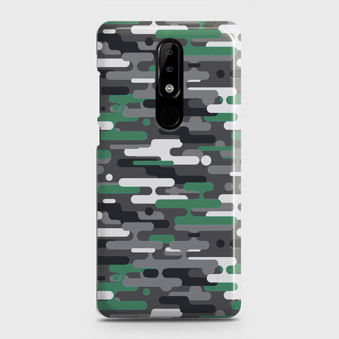 Nokia 5.1 Plus / Nokia X5  Cover - Camo Series 2 - Green & Grey Design - Matte Finish - Snap On Hard Case with LifeTime Colors Guarantee