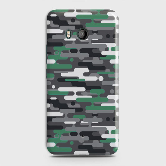 HTC U11  Cover - Camo Series 2 - Green & Grey Design - Matte Finish - Snap On Hard Case with LifeTime Colors Guarantee
