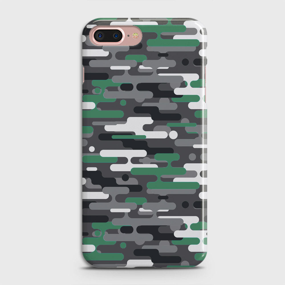 iPhone 8 Plus Cover - Camo Series 2 - Green & Grey Design - Matte Finish - Snap On Hard Case with LifeTime Colors Guarantee