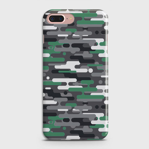 iPhone 8 Plus Cover - Camo Series 2 - Green & Grey Design - Matte Finish - Snap On Hard Case with LifeTime Colors Guarantee