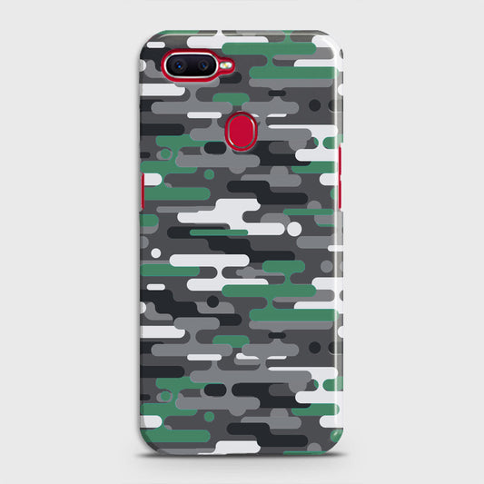 Oppo A7 Cover - Camo Series 2 - Green & Grey Design - Matte Finish - Snap On Hard Case with LifeTime Colors Guarantee