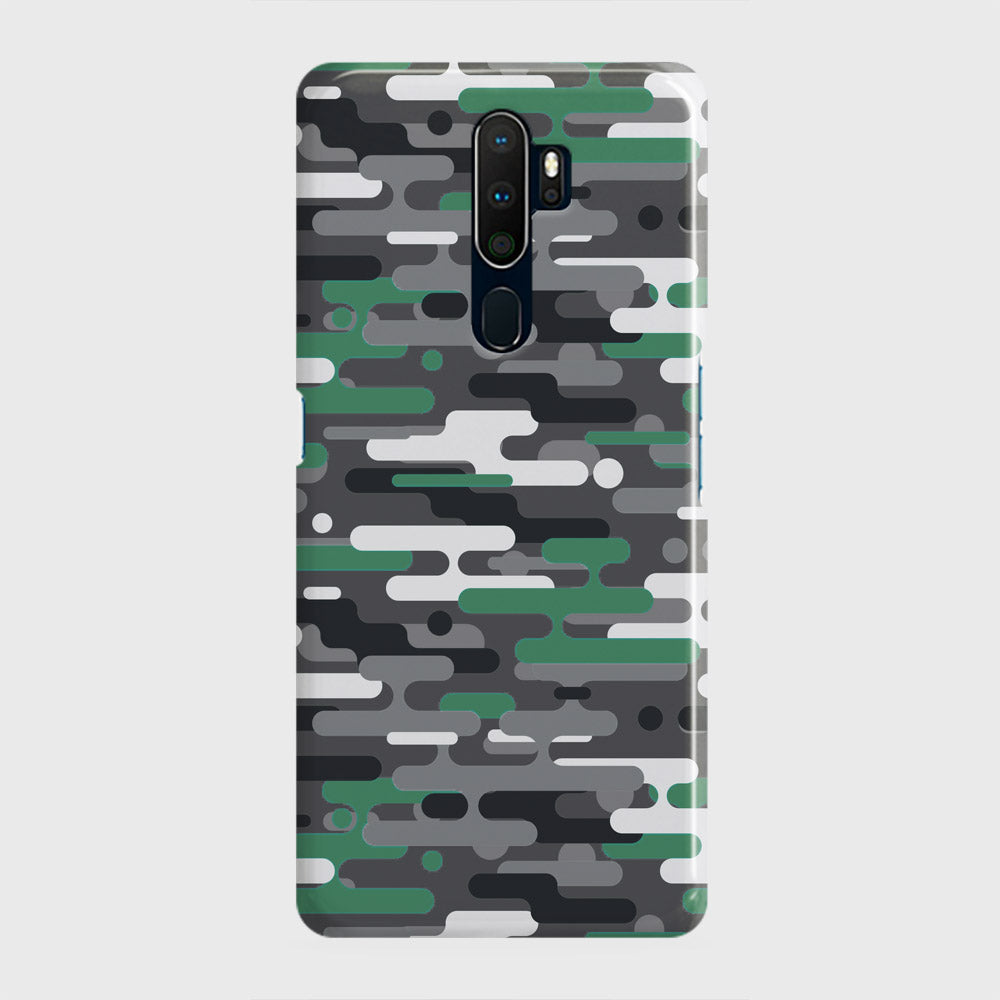 Oppo A9 2020 Cover - Camo Series 2 - Green & Grey Design - Matte Finish - Snap On Hard Case with LifeTime Colors Guarantee