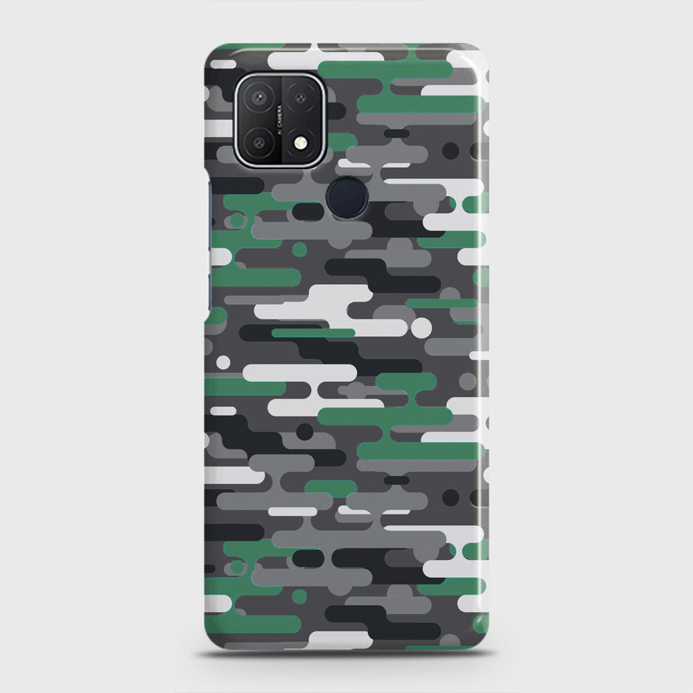 Oppo A15 Cover - Camo Series 2 - Green & Grey Design - Matte Finish - Snap On Hard Case with LifeTime Colors Guarantee