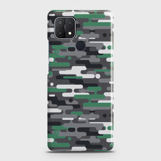Oppo A15 Cover - Camo Series 2 - Green & Grey Design - Matte Finish - Snap On Hard Case with LifeTime Colors Guarantee