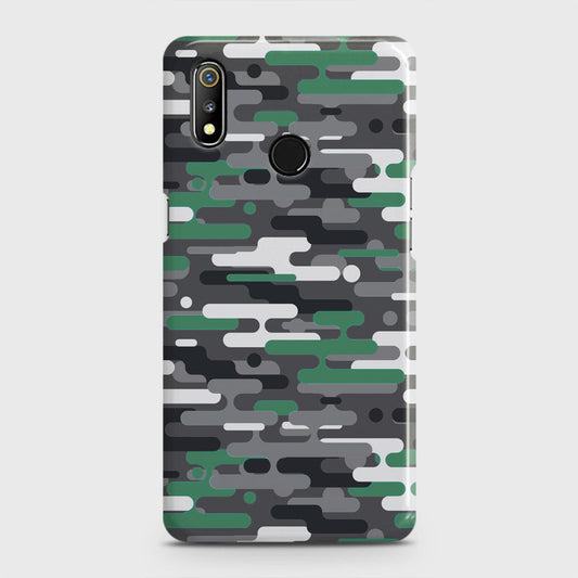 Realme 3 Cover - Camo Series 2 - Green & Grey Design - Matte Finish - Snap On Hard Case with LifeTime Colors Guarantee