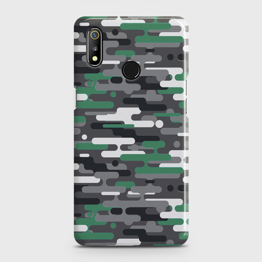 Realme 3 Pro Cover - Camo Series 2 - Green & Grey Design - Matte Finish - Snap On Hard Case with LifeTime Colors Guarantee