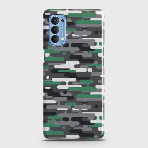 Oppo Reno 4 4G Cover - Camo Series 2 - Green & Grey Design - Matte Finish - Snap On Hard Case with LifeTime Colors Guarantee