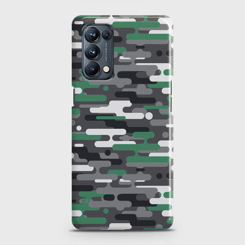 Oppo Reno 5 4G Cover - Camo Series 2 - Green & Grey Design - Matte Finish - Snap On Hard Case with LifeTime Colors Guarantee