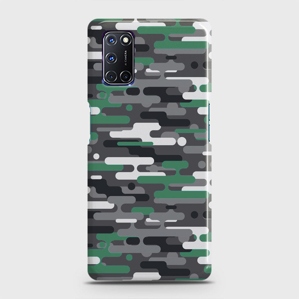 Oppo A52 Cover - Camo Series 2 - Green & Grey Design - Matte Finish - Snap On Hard Case with LifeTime Colors Guarantee