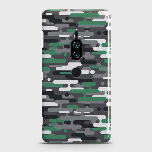 Sony Xperia XZ2 Premium Cover - Camo Series 2 - Green & Grey Design - Matte Finish - Snap On Hard Case with LifeTime Colors Guarantee