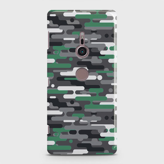 Sony Xperia XZ2 Cover - Camo Series 2 - Green & Grey Design - Matte Finish - Snap On Hard Case with LifeTime Colors Guarantee
