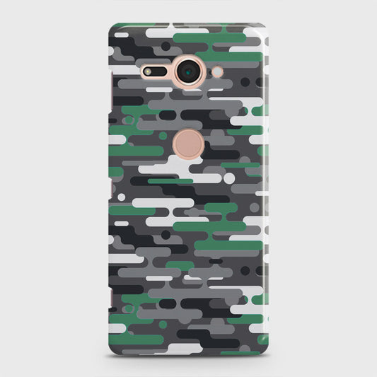 Sony Xperia XZ2 Compact Cover - Camo Series 2 - Green & Grey Design - Matte Finish - Snap On Hard Case with LifeTime Colors Guarantee