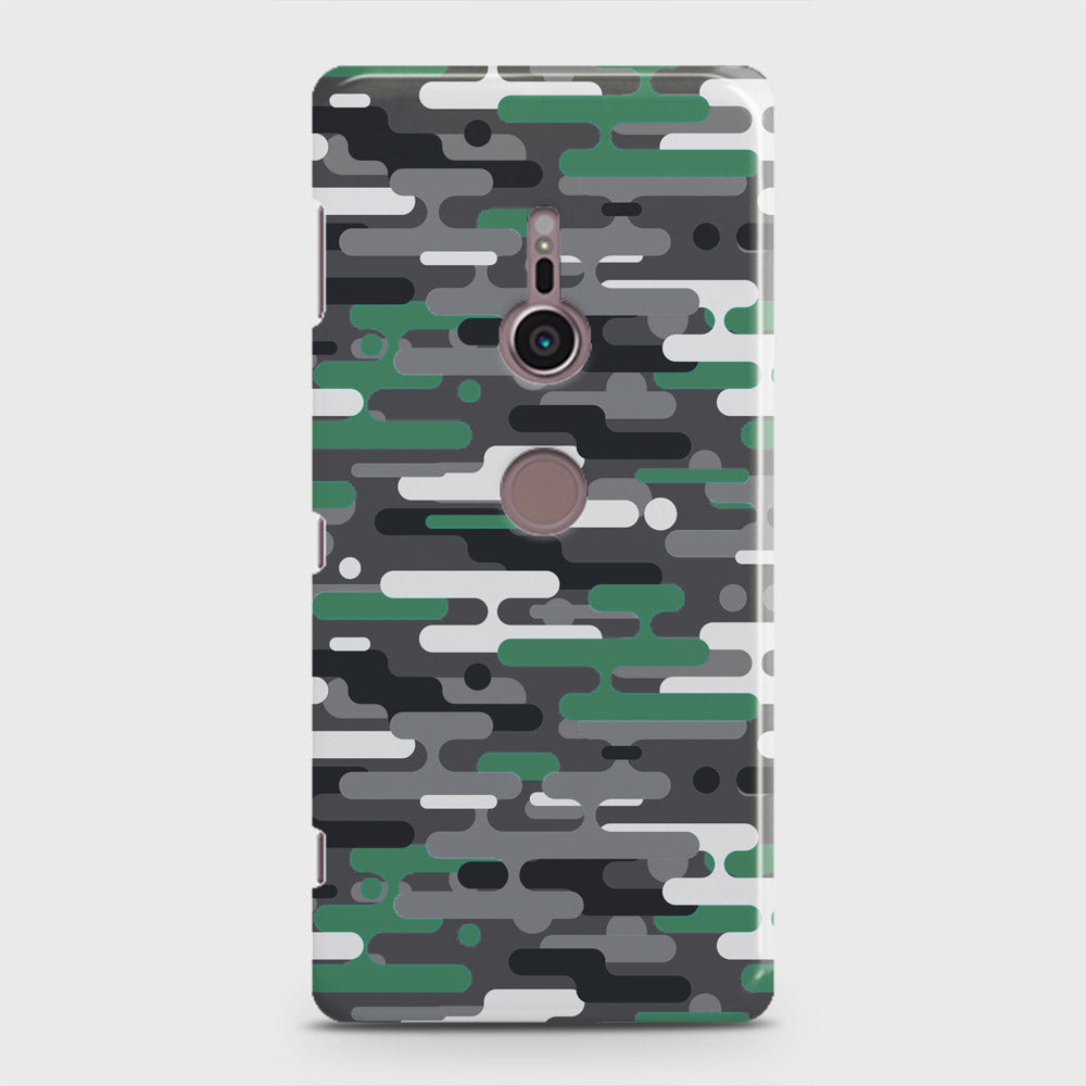 Sony Xperia XZ3 Cover - Camo Series 2 - Green & Grey Design - Matte Finish - Snap On Hard Case with LifeTime Colors Guarantee