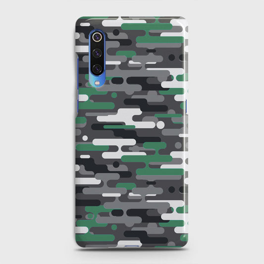 Xiaomi Mi 9 Cover - Camo Series 2 - Green & Grey Design - Matte Finish - Snap On Hard Case with LifeTime Colors Guarantee