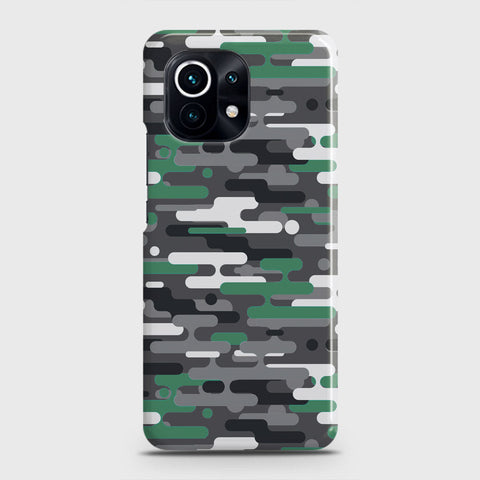 Xiaomi Mi 11 Lite Cover - Camo Series 2 - Green & Grey Design - Matte Finish - Snap On Hard Case with LifeTime Colors Guarantee