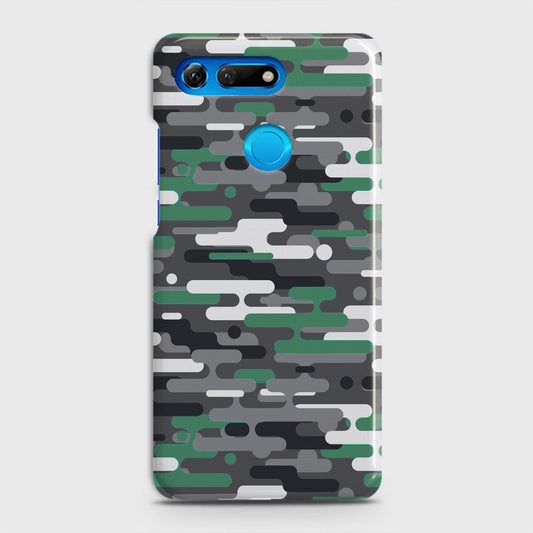 Huawei Honor View 20 Cover - Camo Series 2 - Green & Grey Design - Matte Finish - Snap On Hard Case with LifeTime Colors Guarantee