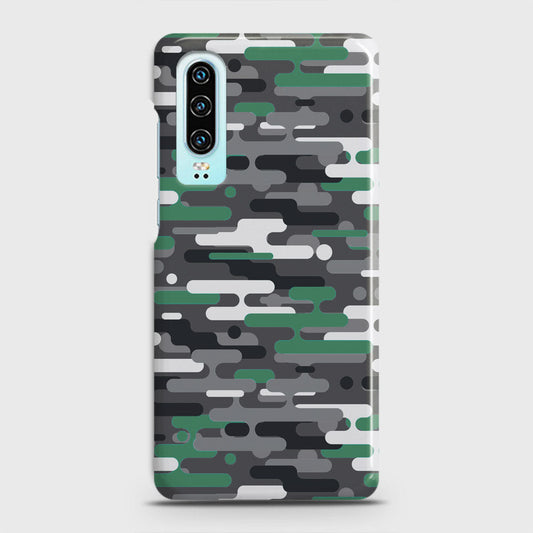 Huawei P30 Cover - Camo Series 2 - Green & Grey Design - Matte Finish - Snap On Hard Case with LifeTime Colors Guarantee