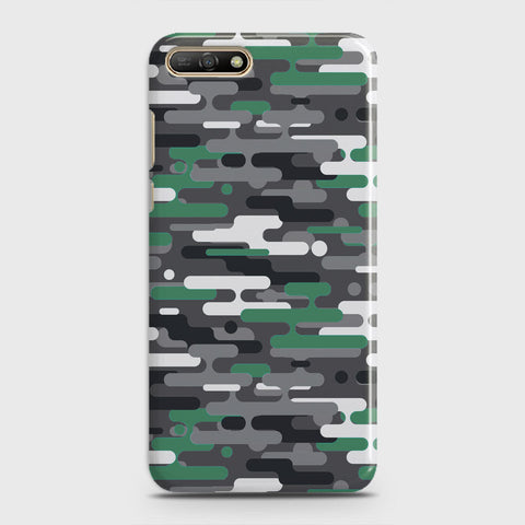Huawei Y6 2018 Cover - Camo Series 2 - Green & Grey Design - Matte Finish - Snap On Hard Case with LifeTime Colors Guarantee