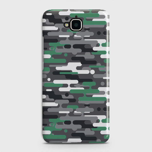 Huawei Y6 Pro 2015 Cover - Camo Series 2 - Green & Grey Design - Matte Finish - Snap On Hard Case with LifeTime Colors Guarantee