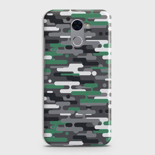 Huawei Y7 Prime  Cover - Camo Series 2 - Green & Grey Design - Matte Finish - Snap On Hard Case with LifeTime Colors Guarantee