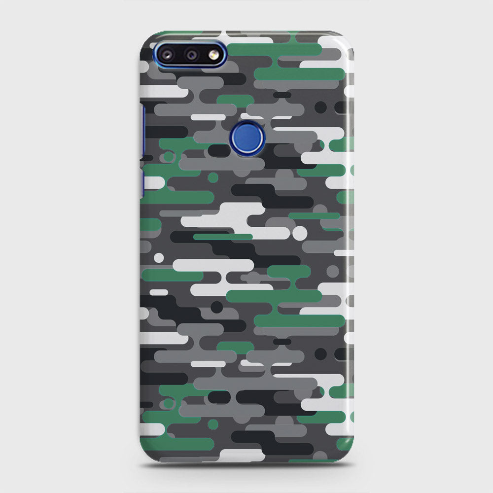 Huawei Honor 7C Cover - Camo Series 2 - Green & Grey Design - Matte Finish - Snap On Hard Case with LifeTime Colors Guarantee