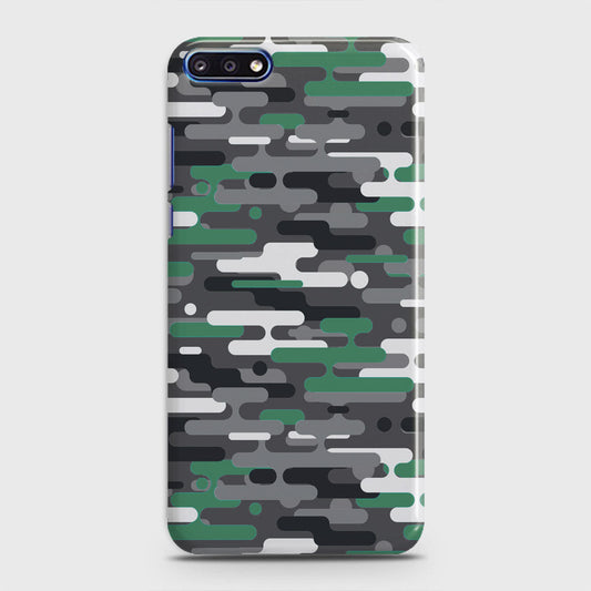 Huawei Y7 Pro 2018 Cover - Camo Series 2 - Green & Grey Design - Matte Finish - Snap On Hard Case with LifeTime Colors Guarantee