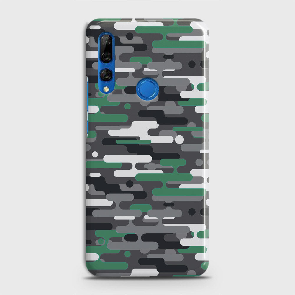 Huawei Y9 Prime 2019 Cover - Camo Series 2 - Green & Grey Design - Matte Finish - Snap On Hard Case with LifeTime Colors Guarantee