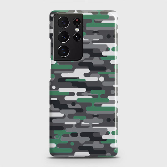 Samsung Galaxy S21 Ultra 5G Cover - Camo Series 2 - Green & Grey Design - Matte Finish - Snap On Hard Case with LifeTime Colors Guarantee