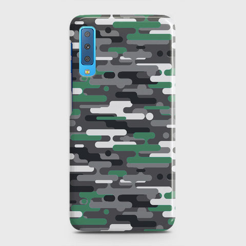 Samsung Galaxy A7 2018 Cover - Camo Series 2 - Green & Grey Design - Matte Finish - Snap On Hard Case with LifeTime Colors Guarantee