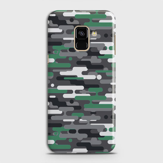 Samsung Galaxy A8 2018 Cover - Camo Series 2 - Green & Grey Design - Matte Finish - Snap On Hard Case with LifeTime Colors Guarantee
