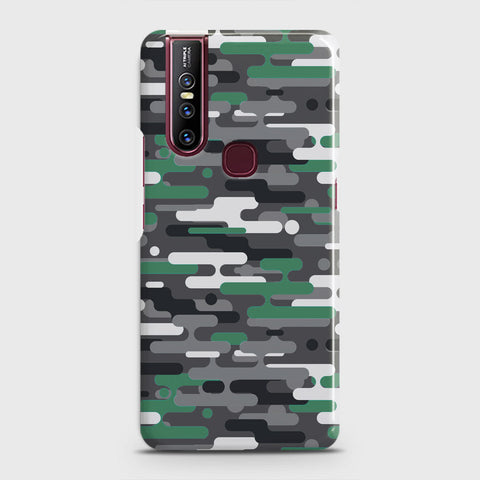 Vivo V15 Cover - Camo Series 2 - Green & Grey Design - Matte Finish - Snap On Hard Case with LifeTime Colors Guarantee