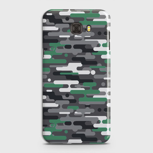 Samsung Galaxy C7 Pro Cover - Camo Series 2 - Green & Grey Design - Matte Finish - Snap On Hard Case with LifeTime Colors Guarantee