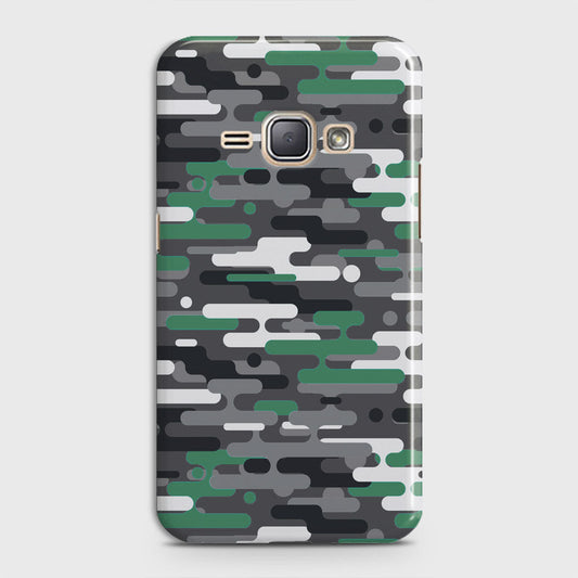 Samsung Galaxy J1 2016 / J120 Cover - Camo Series 2 - Green & Grey Design - Matte Finish - Snap On Hard Case with LifeTime Colors Guarantee