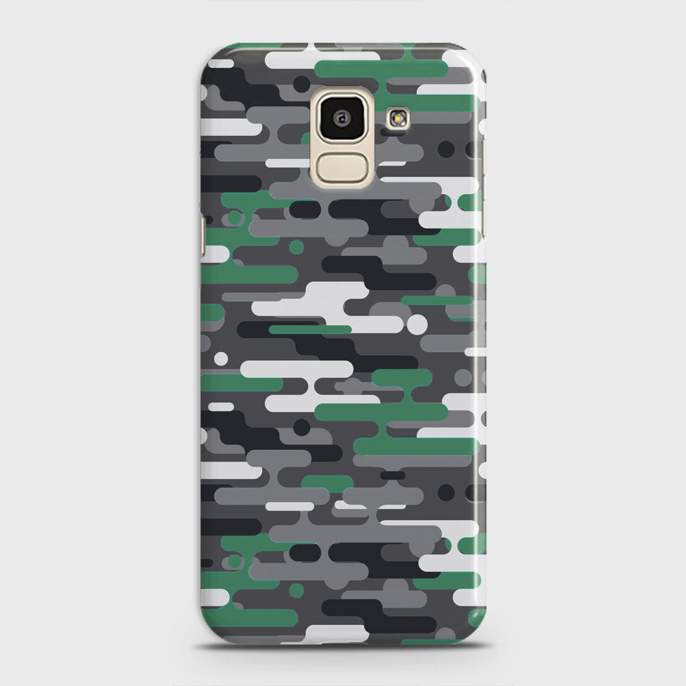 Samsung Galaxy J6 2018 Cover - Camo Series 2 - Green & Grey Design - Matte Finish - Snap On Hard Case with LifeTime Colors Guarantee