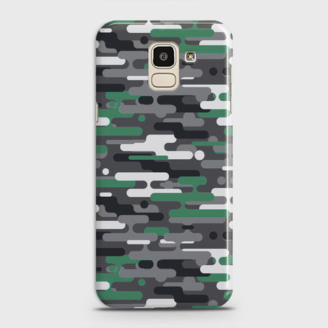 Samsung Galaxy J6 2018 Cover - Camo Series 2 - Green & Grey Design - Matte Finish - Snap On Hard Case with LifeTime Colors Guarantee