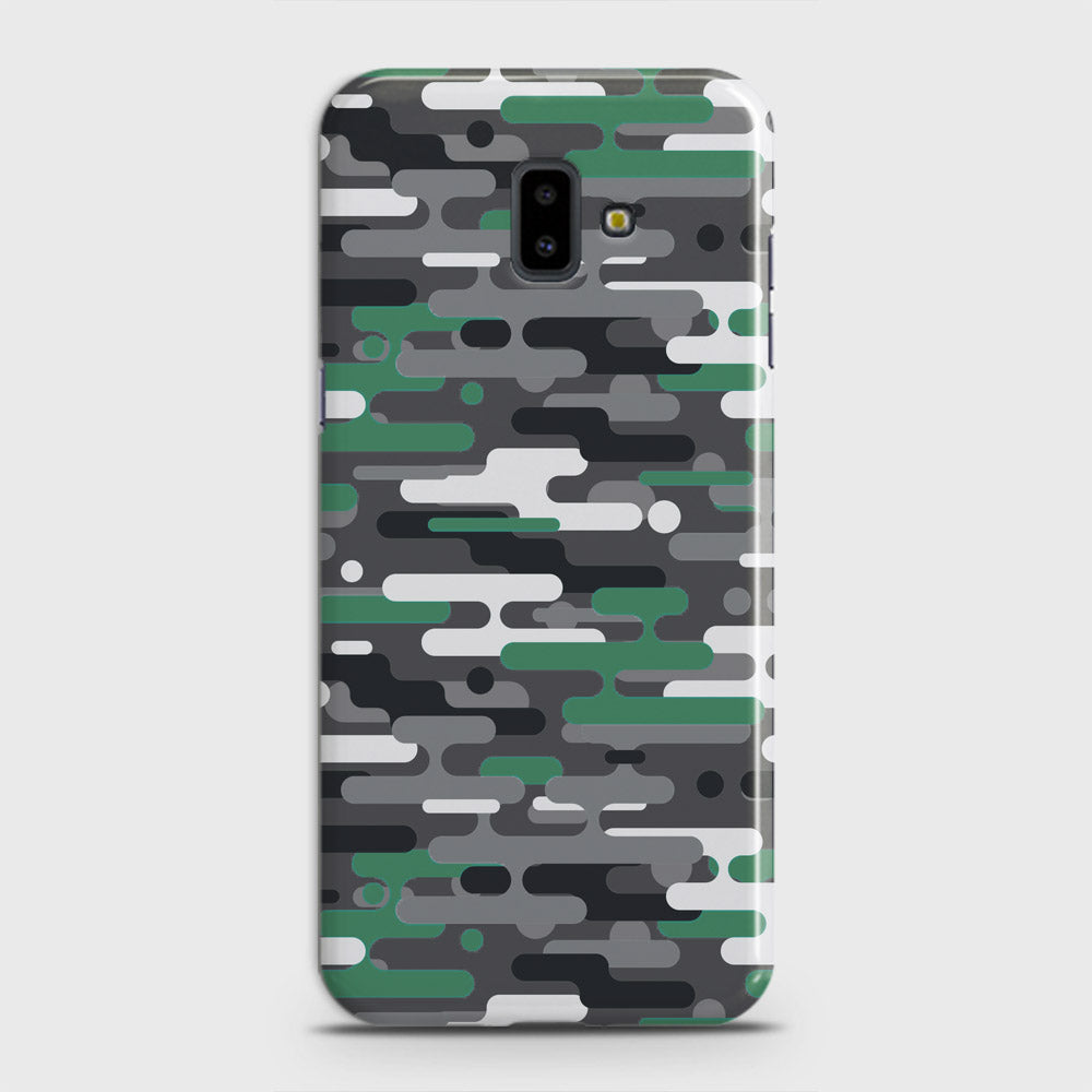 Samsung Galaxy J6 Plus 2018 Cover - Camo Series 2 - Green & Grey Design - Matte Finish - Snap On Hard Case with LifeTime Colors Guarantee