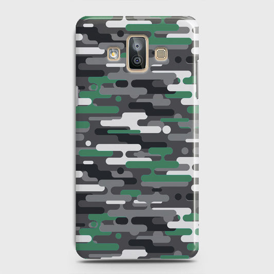 Samsung Galaxy J7 Duo Cover - Camo Series 2 - Green & Grey Design - Matte Finish - Snap On Hard Case with LifeTime Colors Guarantee