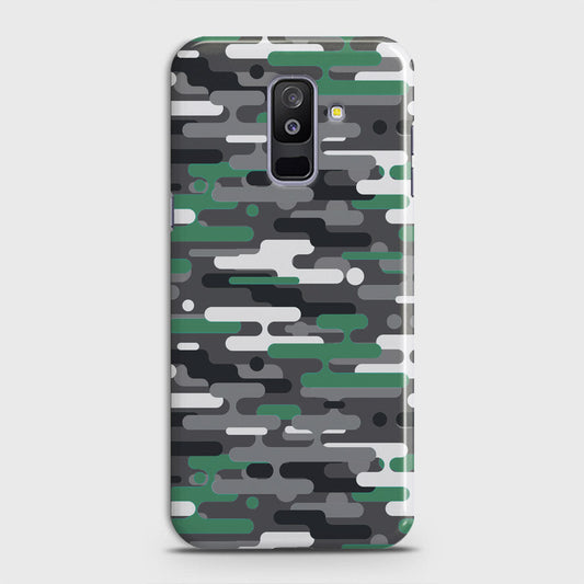 Samsung Galaxy J8 2018 Cover - Camo Series 2 - Green & Grey Design - Matte Finish - Snap On Hard Case with LifeTime Colors Guarantee