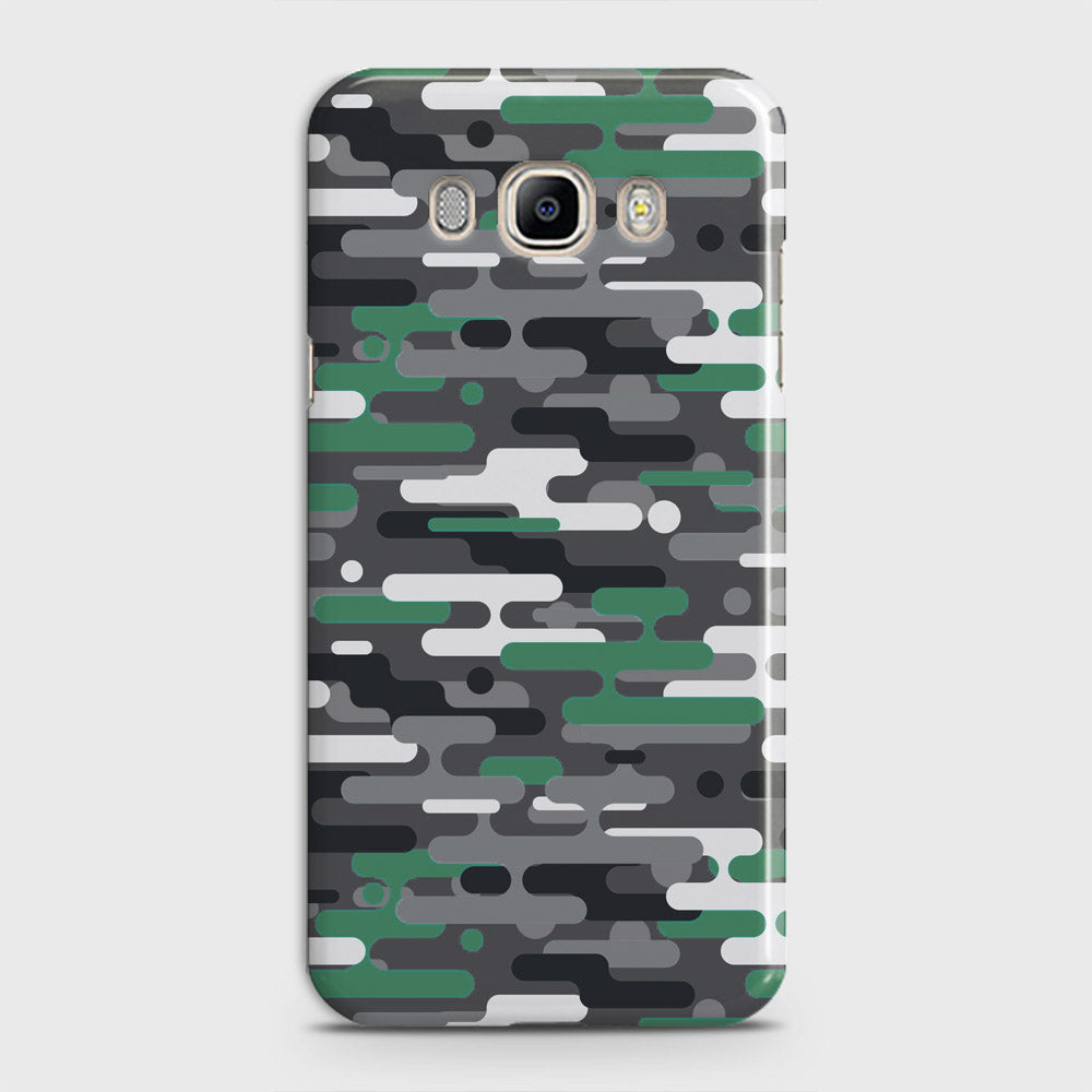 Samsung Galaxy J7 2016 / J710 Cover - Camo Series 2 - Green & Grey Design - Matte Finish - Snap On Hard Case with LifeTime Colors Guarantee