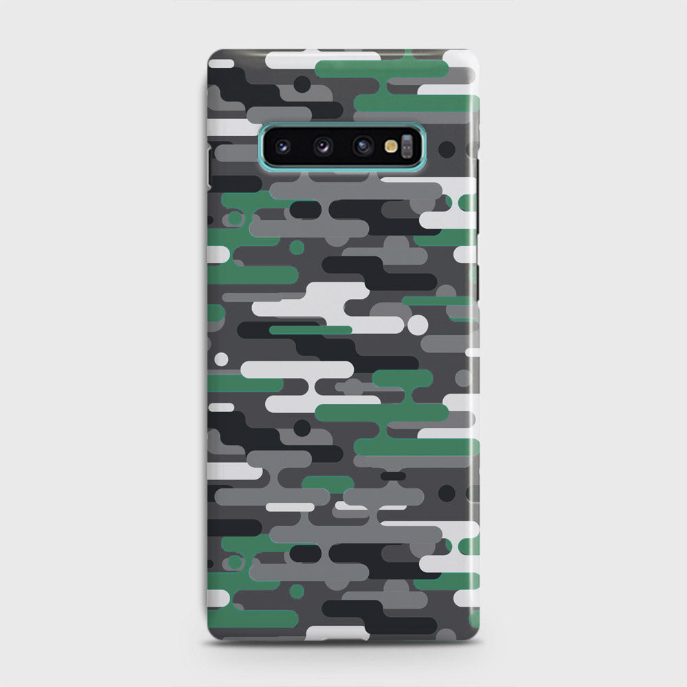 Samsung Galaxy S10 Cover - Camo Series 2 - Green & Grey Design - Matte Finish - Snap On Hard Case with LifeTime Colors Guarantee